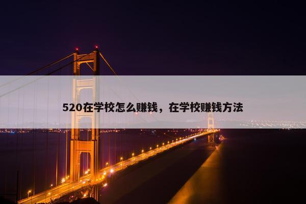 520在学校怎么赚钱，在学校赚钱方法