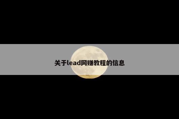 关于lead网赚教程的信息