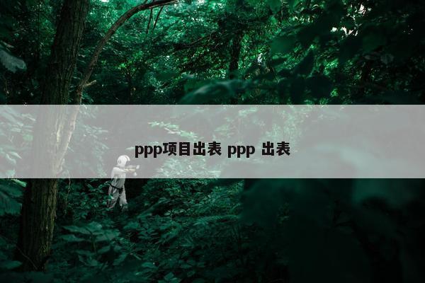 ppp项目出表 ppp 出表