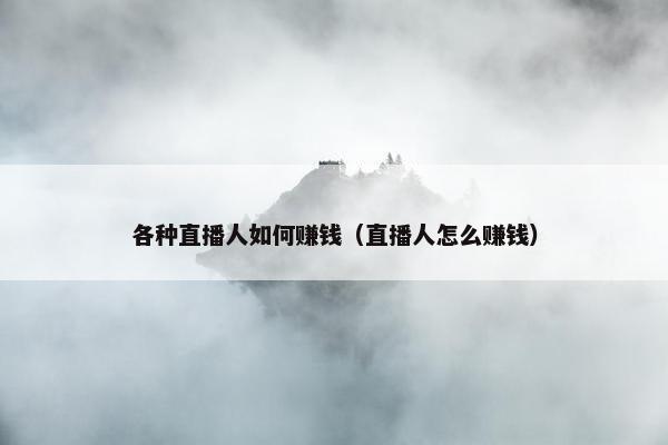 各种直播人如何赚钱（直播人怎么赚钱）