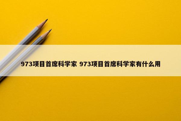 973项目首席科学家 973项目首席科学家有什么用