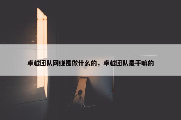 卓越团队网赚是做什么的，卓越团队是干嘛的