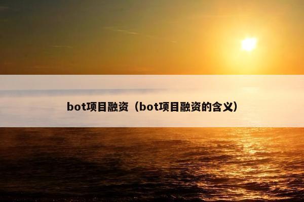 bot项目融资（bot项目融资的含义）