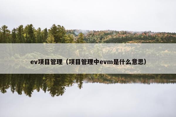 ev项目管理（项目管理中evm是什么意思）