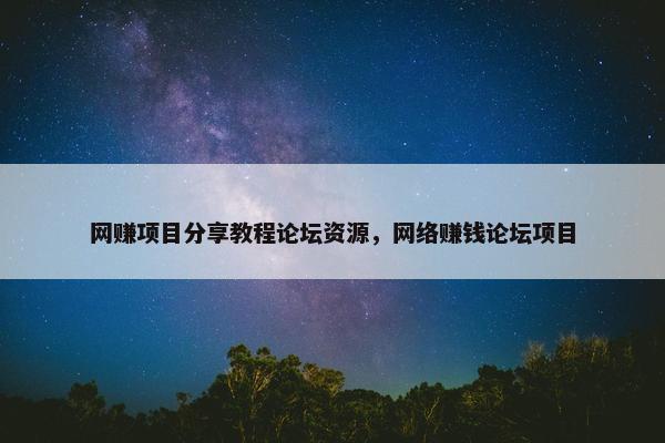 网赚项目分享教程论坛资源，网络赚钱论坛项目