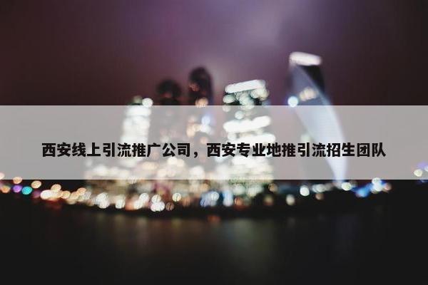 西安线上引流推广公司，西安专业地推引流招生团队