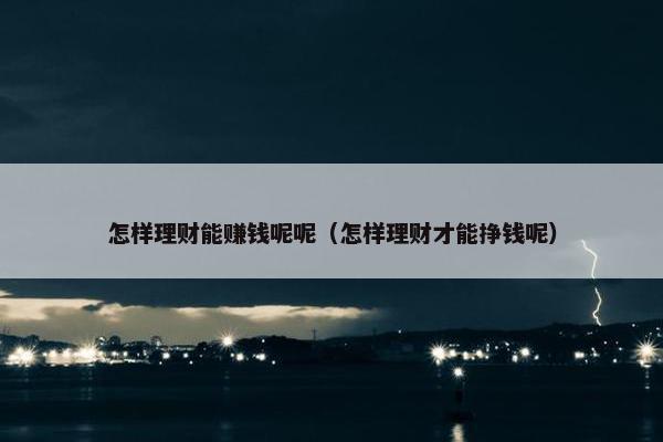 怎样理财能赚钱呢呢（怎样理财才能挣钱呢）