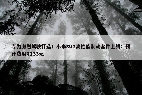 专为激烈驾驶打造！小米SU7高性能制动套件上线：预计费用4133元